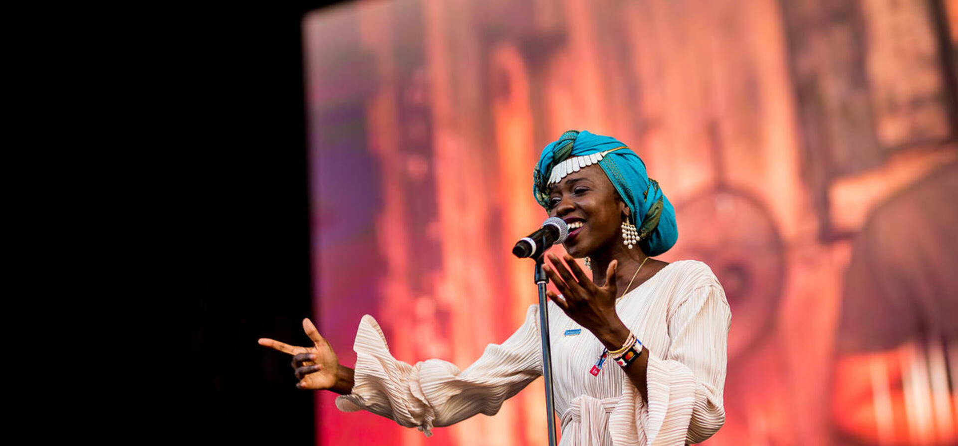 Hungary. Emi Mahmoud  perrms at the Sziget Festival