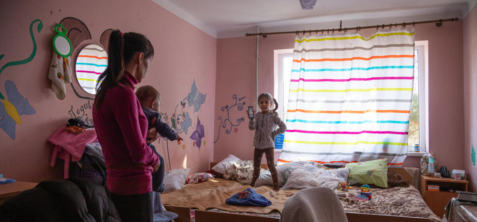 Ukraine. University dorm in western Ukraine offers escape for fleeing families
