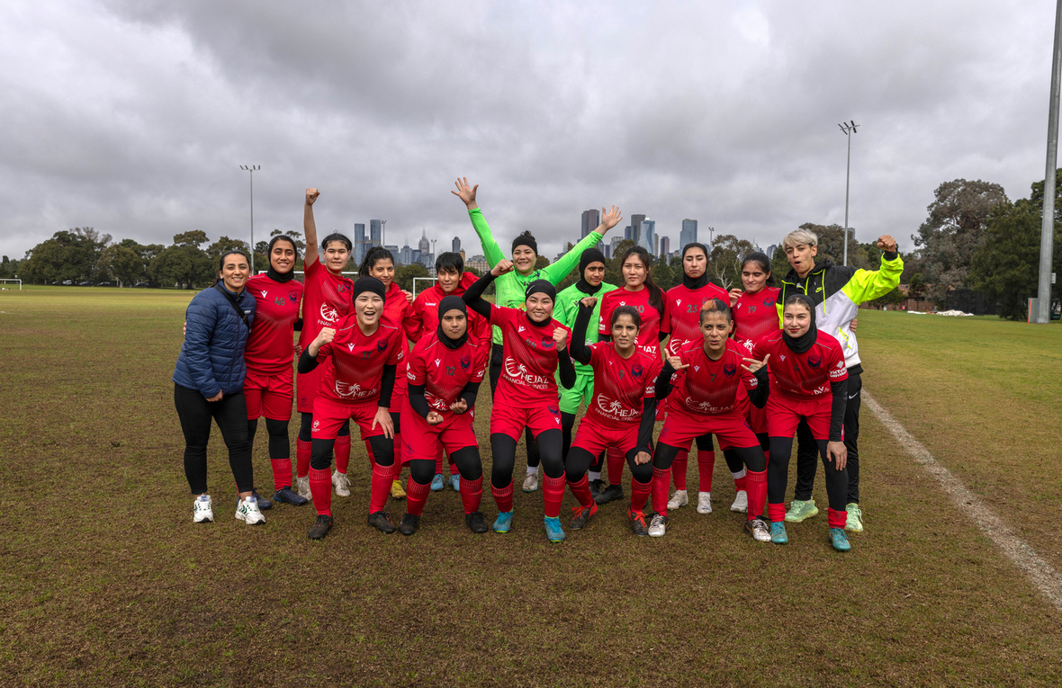 Exiled Afghan womens football team scores goals in Australia UNHCR image