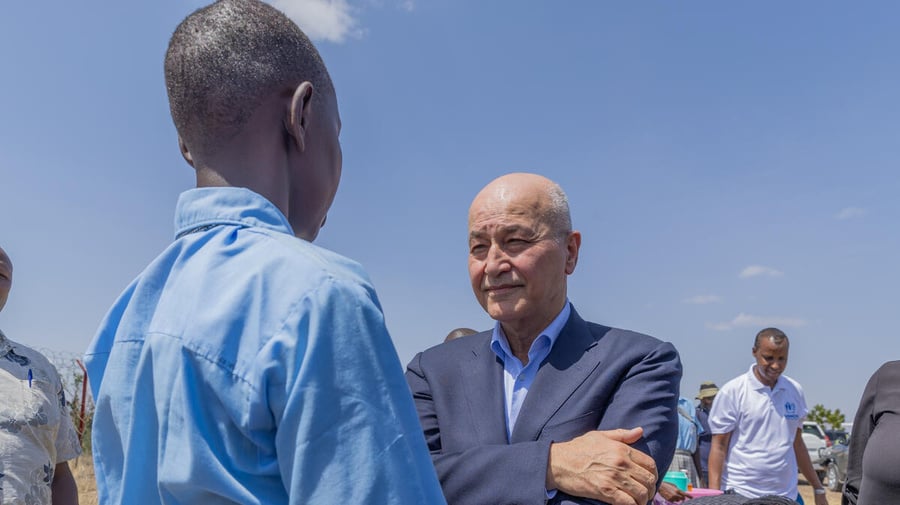 Kenya. UNHCR Barham Salih in Kakuma municipality for his inaugural visit as High Commissioner for Refugees