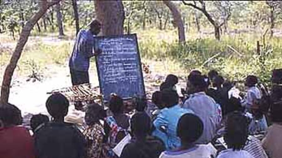Refugee school at the Nangweshi Camp in western Zambia.