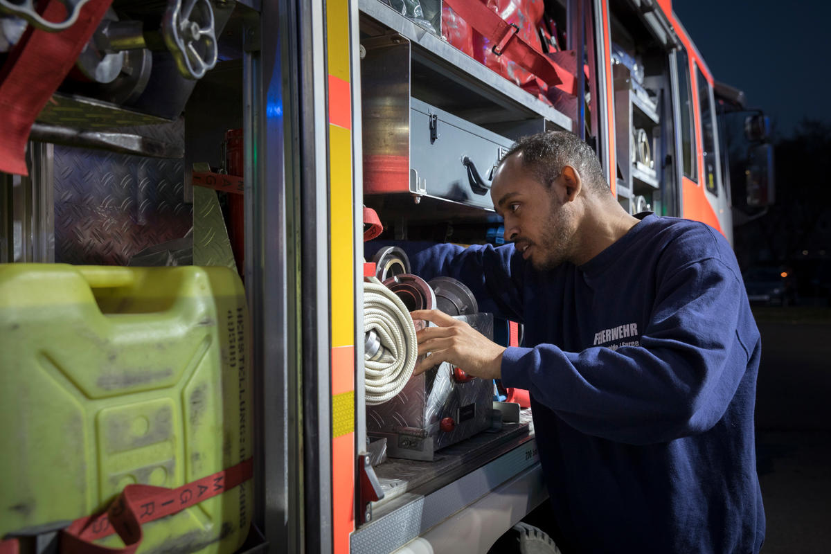 Germany. Somali asylum-seeker joins local fire brigade