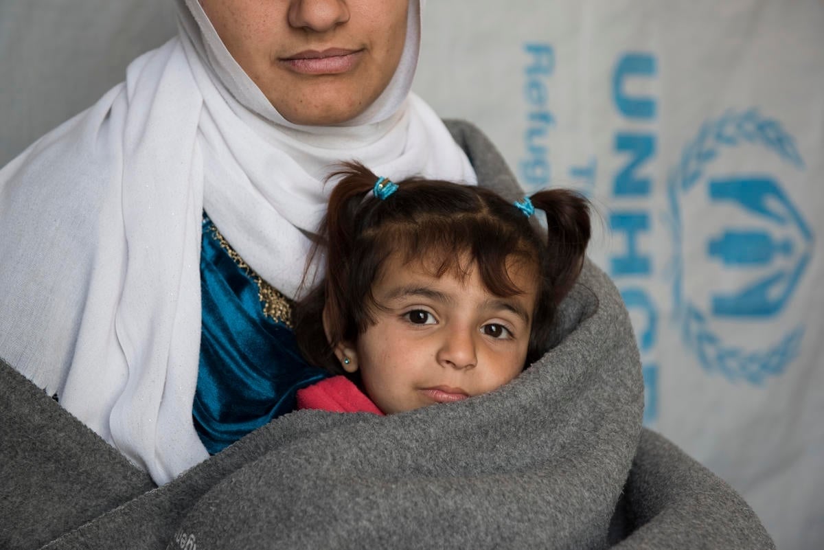 Lebanon. Syrian refugee family benefiting from shelter assistance