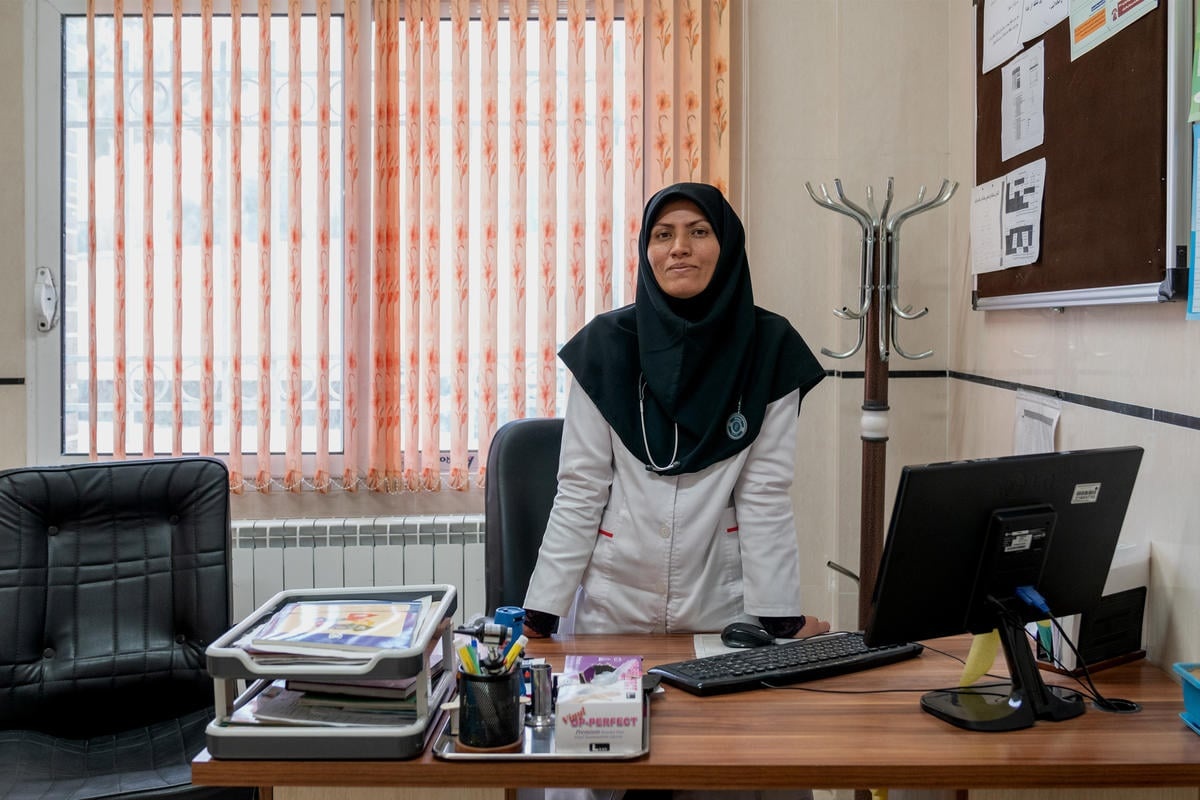 Iran. Afghan refugee practices medicine with support from UNHCR