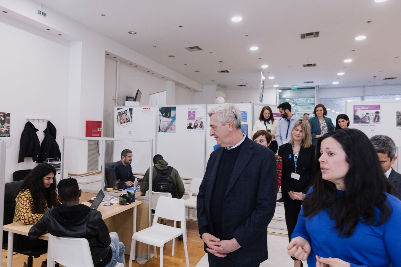 The United Nations High Commissioner for Refugees, Filippo Grandi during a visit at the Adama Integration Centre in Athens, Greece.