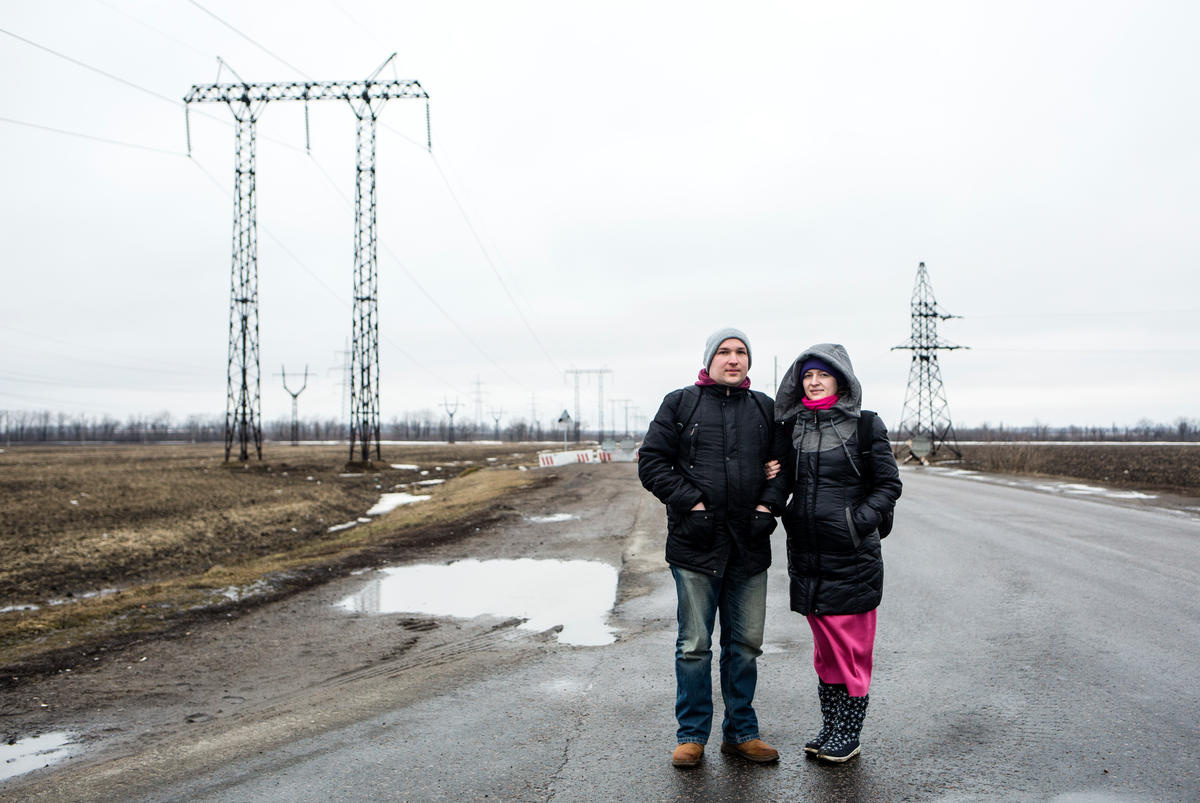 Ukraine. Freedom of movement. Misha and Liuba live in Donetsk, but they regularly travel to Avdiivka to visit Misha's mother.