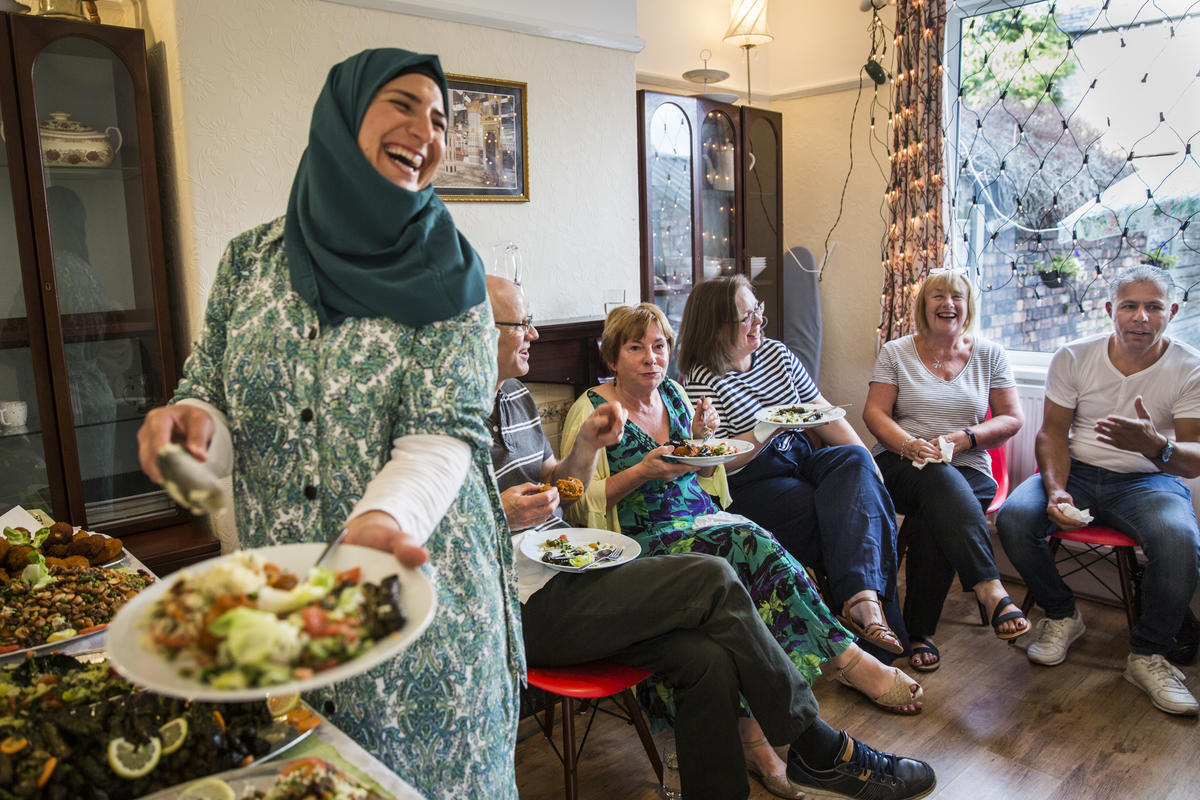United Kingdom. Liverpudlians welcome Syrian family to Merseyside