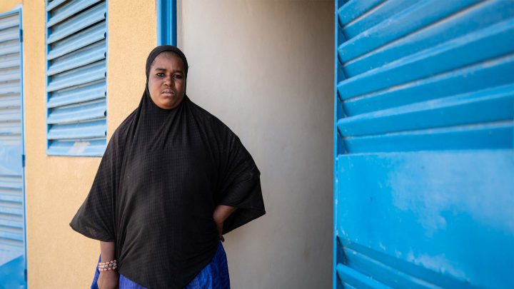 Portrait of Leila, a refugee who fled from Mali to Burkina Faso, in the Sahel region of Africa, and then had to flee more violence.
