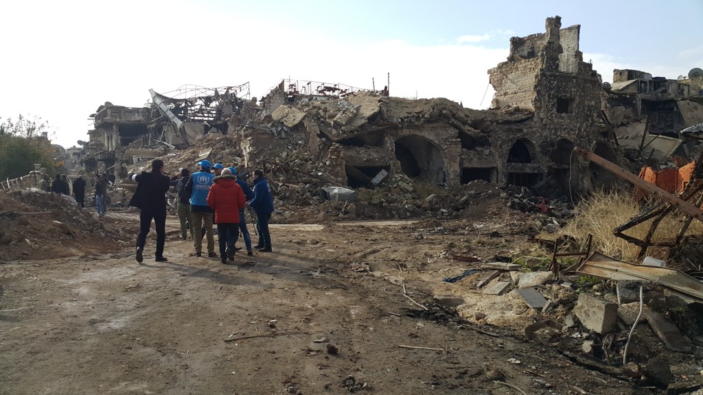 Syria. UNHCR first visit to the ancient parts of the war torn city of Aleppo