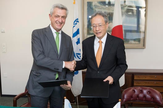 Switzerland. UN High Commissioner for Refugees meets the Japanese Ambassador.