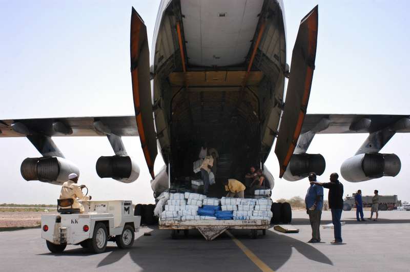 UNHCR's massive emergency airlift has brought in over 2,700 metric tons of supplies to set up the camps and move the refugees from the border and give them lifesaving relief supplies. Flights have come in to Chad from Tanzania, Thailand, Pakistan, Germany, Denmark, Sweden, Gibraltar and Dubai. Airlifted supplies and equipment include trucks and four-wheel drive vehicles, Rubb Halls, tents, blankets, sleeping mats, soap, plastic sheeting, jerry cans, kitchen sets, lanterns, mosquito nets, and registration materials.