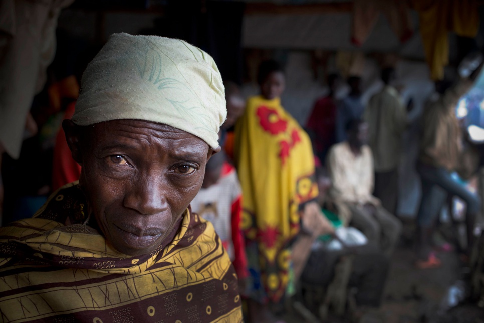 Regina, a refugee from Burundi, takes shelter in a tent at Bugesera reception centre in Rwanda. "There is a war in Burundi, and it is not safe there," she says.