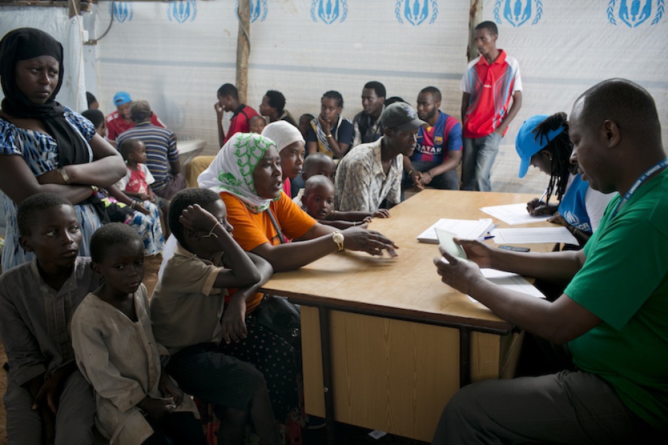 Mwamini registers with UNHCR after fleeing violence in Burundi and arriving at Mahama refugee camp in Rwanda.