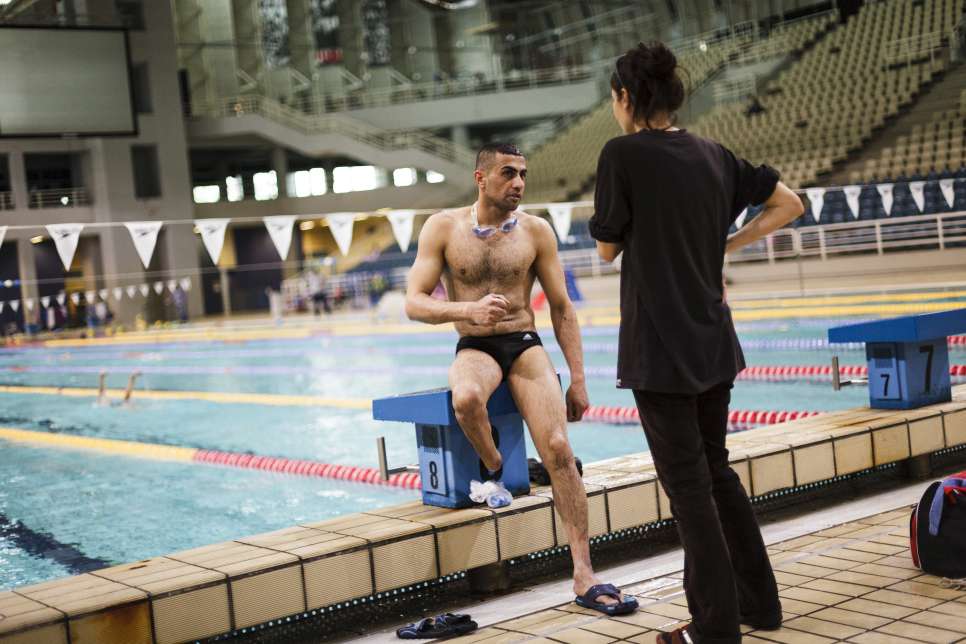 Ibrahim has had to regain his confidence in the water. He now swims the 50-metre freestyle in about 28 seconds, less than 3 seconds short of his best time before his injury.