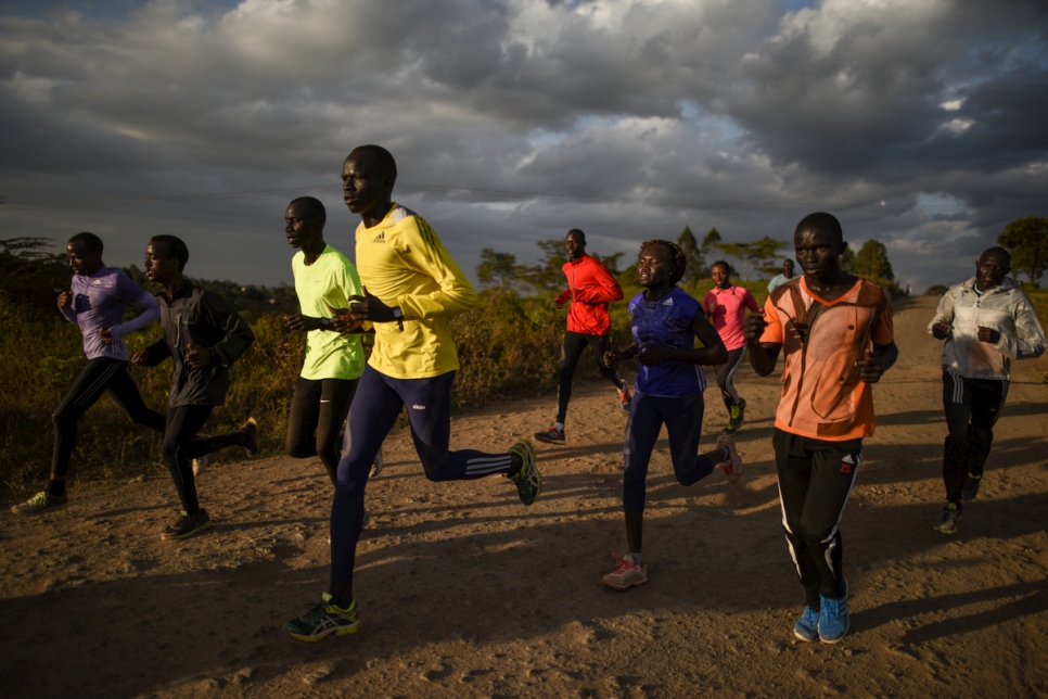 Dernier entraînement pour l'Equipe des Athlètes Réfugiés dans les collines de Ngong, près de Nairobi, avant de partir pour Rio.