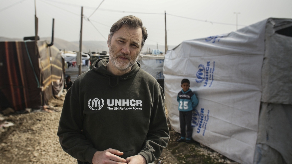 David is shown here in an informal settlement in the Bekaa Valley, not far from the Syrian border