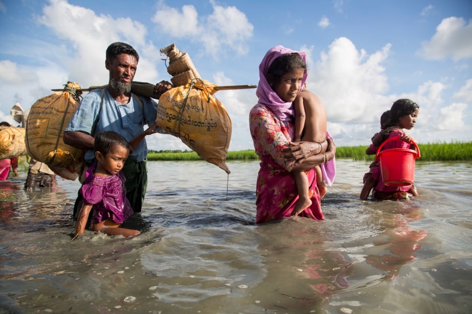 Bangladesh. Thousands of new Rohingya refugee arrivals cross the border