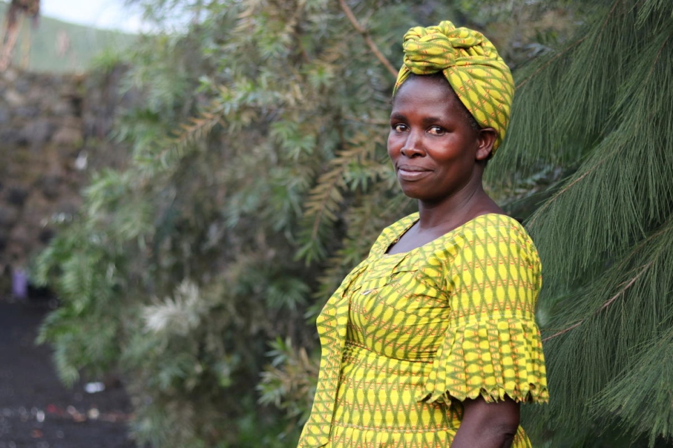 Elisa, 49, lives in Kahe site in Kitchanga, DRC with her husband and their 7 children. Having been displaced multiple times, she has found hope working at a factory making soap.
