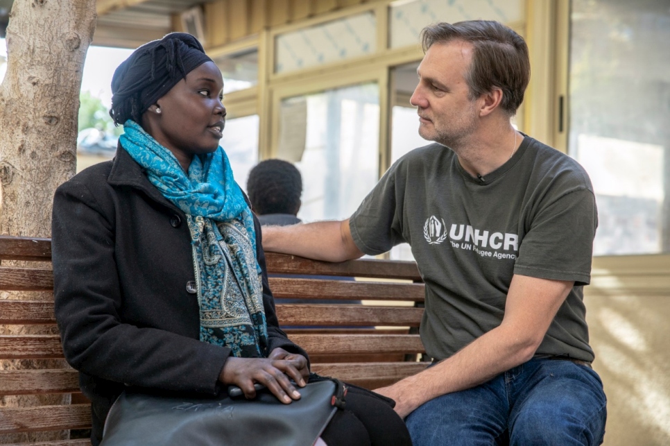 David Morrissey meets refugees in Cairo on his latest trip with UNHCR