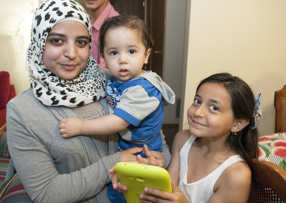 A refugee family from Syria pictured at their home, in May 2016. They were previously resettled to the United States from Jordan.
