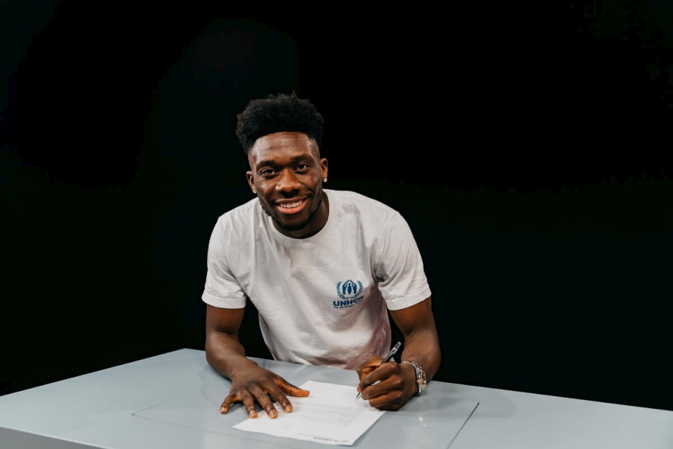 Germany. Alphonso Davies signs Goodwill Ambassador contract for UNHCR at FC Bayern Munich's training ground
