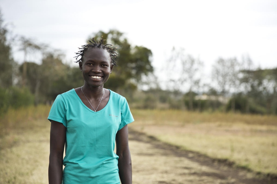 Rose Nathike Lokonyen, 26 ans, qui participe actuellement aux Jeux de Tokyo dans l'équipe olympique d'athlètes réfugiés, photographiée ici en début d'année au centre d'entraînement de Ngong, Kenya. 