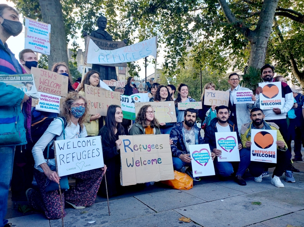 In a heartfelt show of solidarity people gathered in London's Parliament Square, at the same time as others gathered across the country, to send a clear message that refugees are welcome in the UK.