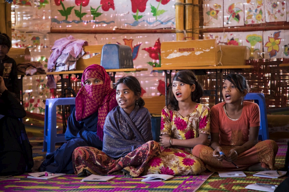 Bangladesh. Rohingya girls attend a youth club in Kutupalong refugee camp