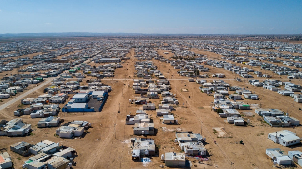 Vue aérienne du camp de réfugiés de Zaatari, en Jordanie.  