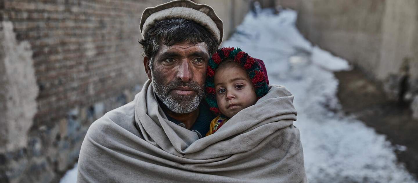 Afghanistan. Displaced families cope with winter cold and food shortages Kabul.