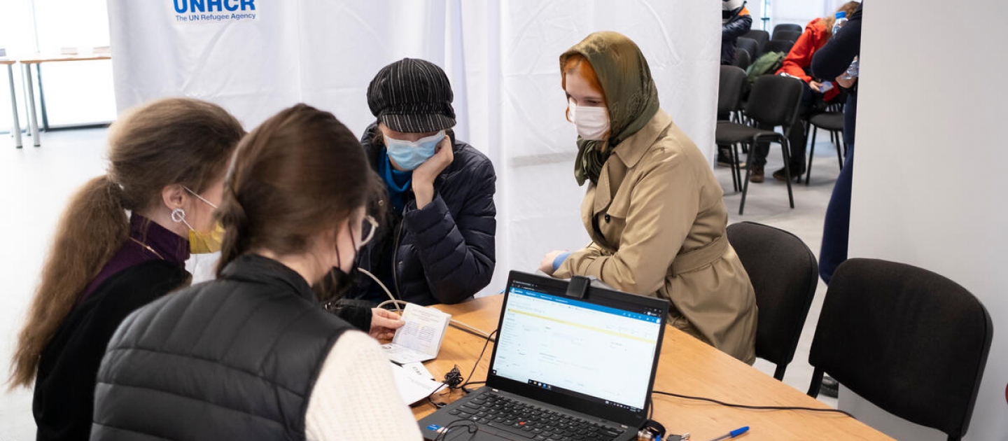 Poland. Refugees from Ukraine wait to register for cash assistance in Warsaw
