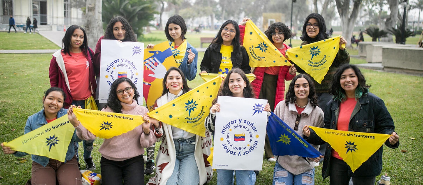 Peru. Young Venezuelan and Peruvian girls, participants of Chamas en Acción (Girls in Action)