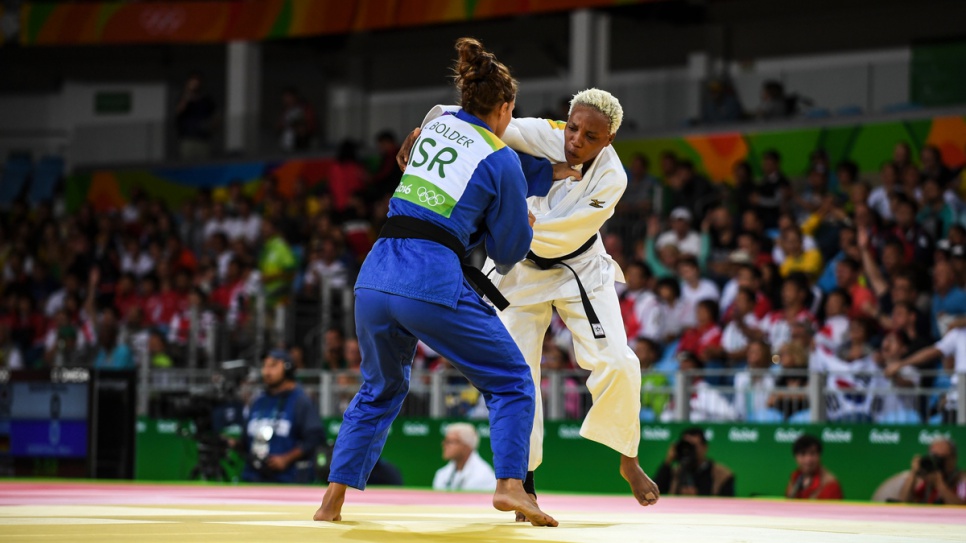 Yolande Mabika lost to tough Israeli opponent, Linda Bolderfor, but left the Games with her head high.