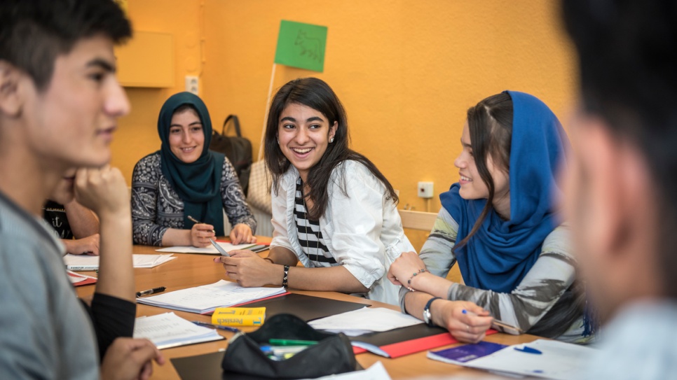 Sanas Somijara (middle), 15, from Afghanistan, dreams of being a pharmacist when she grows up. That's why she's spent her summer studying German in Berlin.