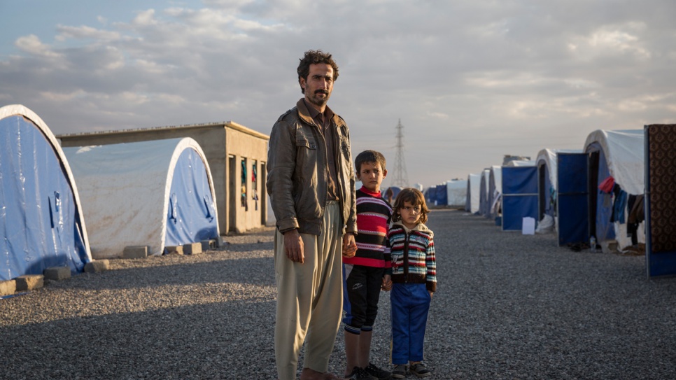 Abdelwahed Mahmoud fled with his wife and four children when Iraqi security forces entered their home village of Gelyuhan, south of Mosul. After spending two nights sleeping in a school near the frontline, the family was directed to the government-run Khazer camp near Hasansham village, around 30 kilometres east of Mosul.