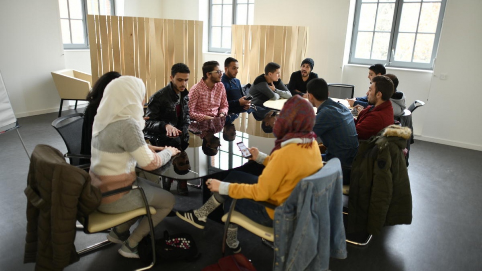 Syrian refugee students at the Federal Univerity of Toulouse. The scholarship scheme is one of several initiatives which UNHCR wants to see scaled up as it develops a global compact on refugees. 