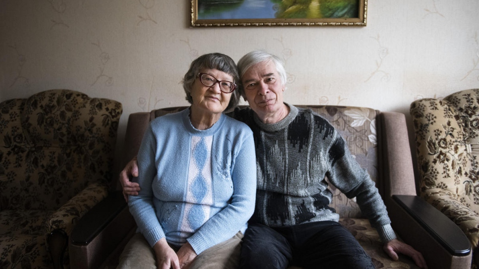 Volodymyr and his wife fled their home after he was injured by a mine. 