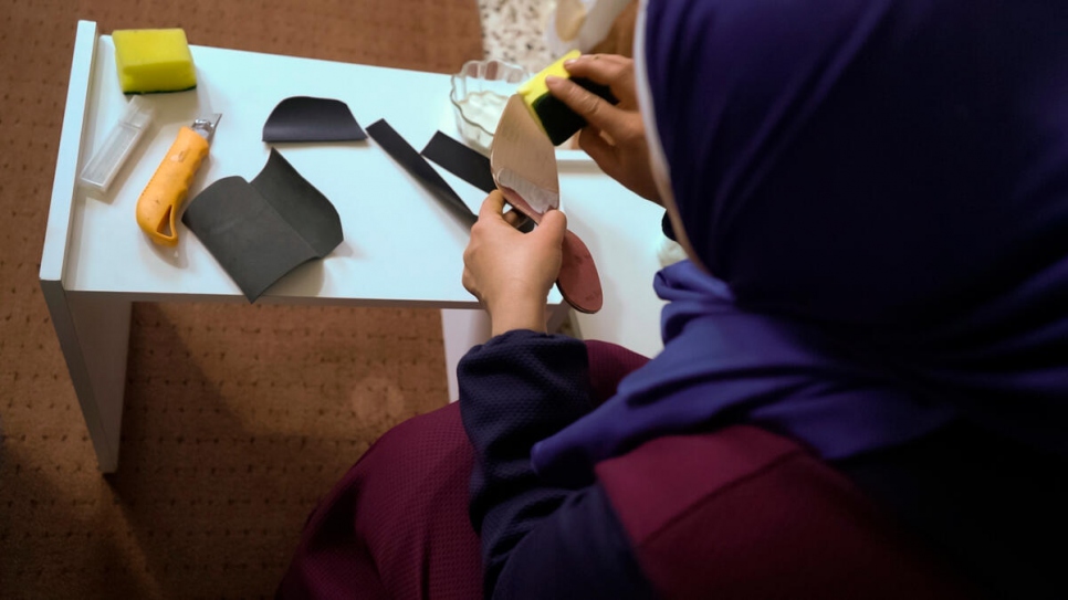 Zuzan Mustafa, 36, from Aleppo, uses her skills to support her family, who now live in Jordan after fleeing Syria. 
