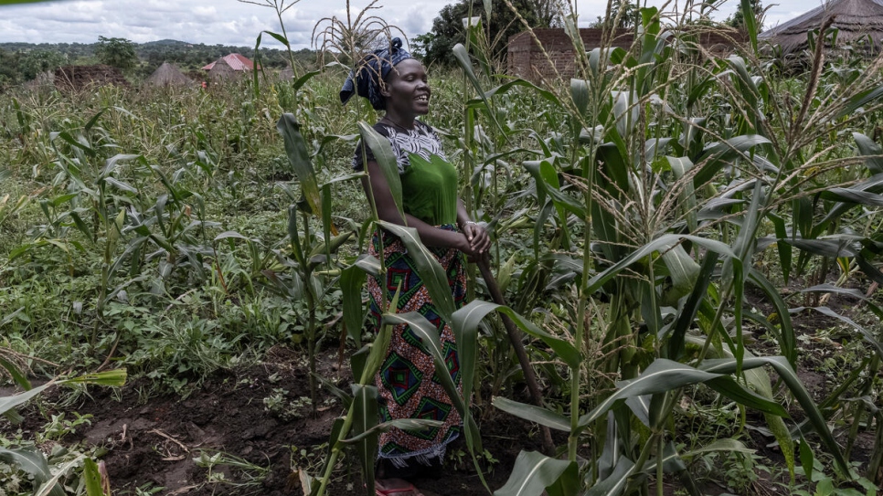 Rose tends to her maize field. She formed the Magwi Payam Women's Association in 2019 and the group now has 35 members who are seeking out opportunities to resolve conflicts in the area.