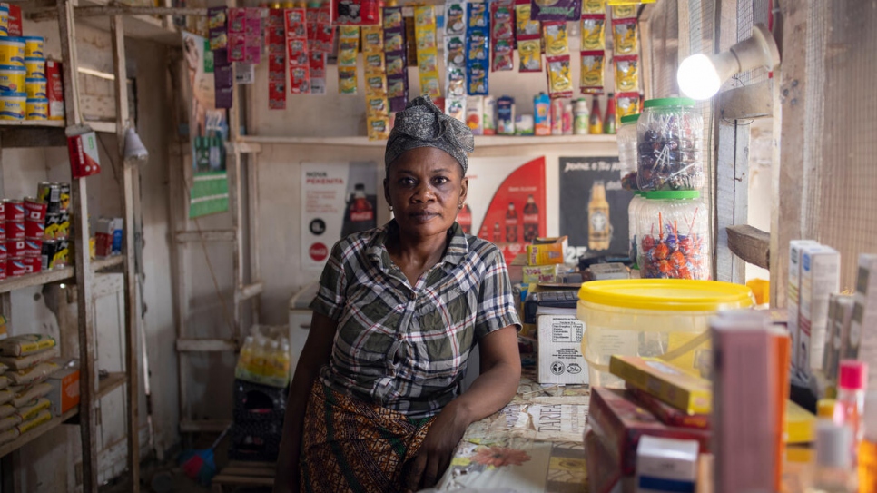 Charlotte worked as a security guard in Nampula city before opening her own shop with another refugee friend in 2020. 