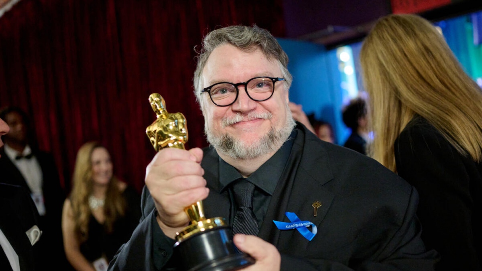 Guillermo del Toro poses backstage with the Oscar® for Animated Feature Film during the live ABC telecast of the 95th Oscars® at Dolby® Theatre at Ovation Hollywood on Sunday, 12 March 2023.