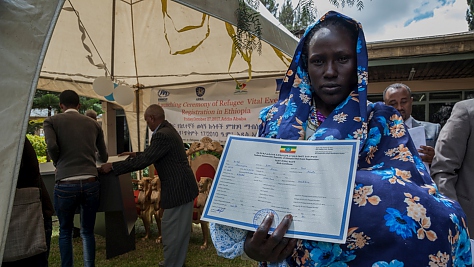 Ethiopia. Ariat Ochocka received her child's birth certificate