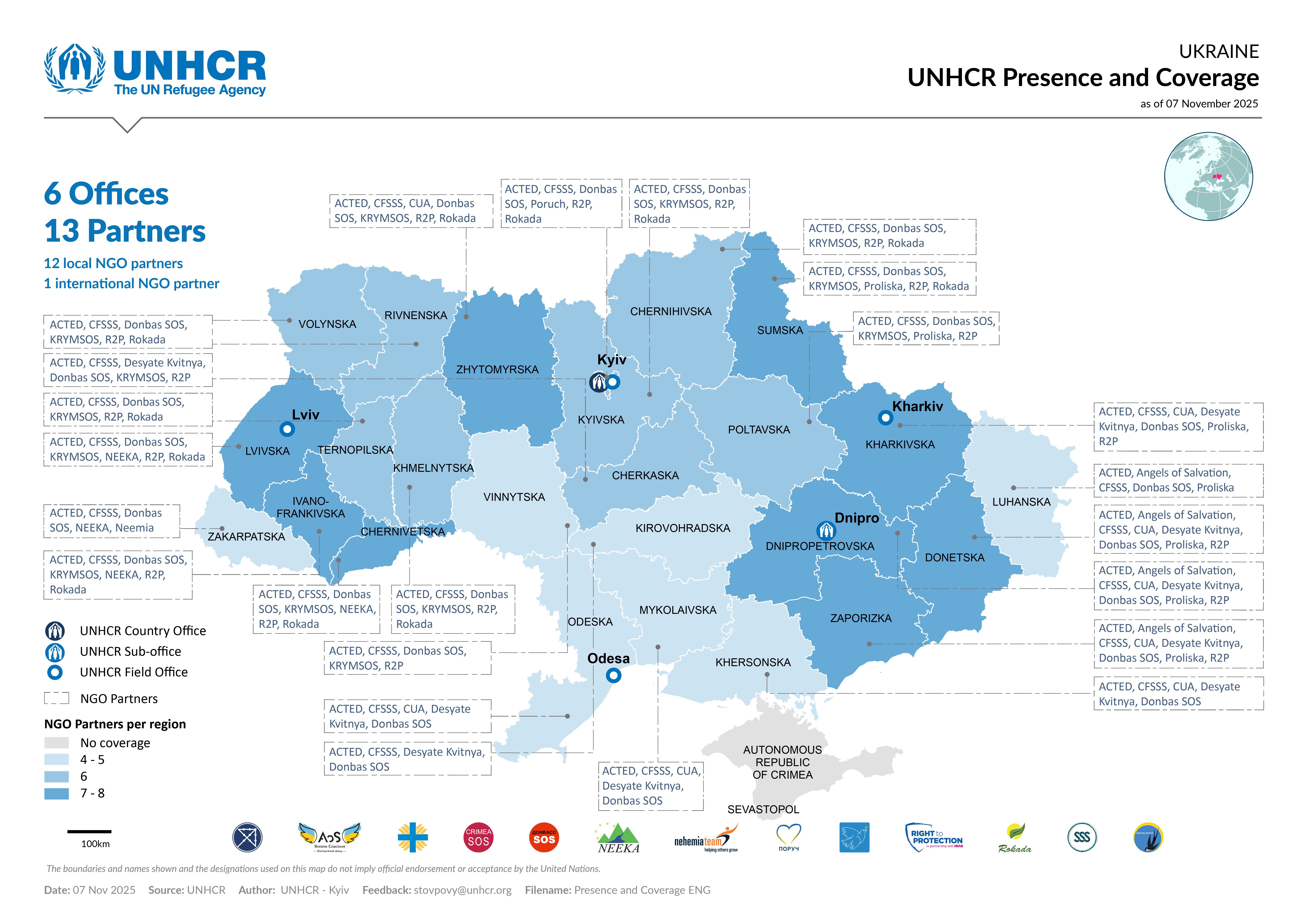 Map of UNHCR presence