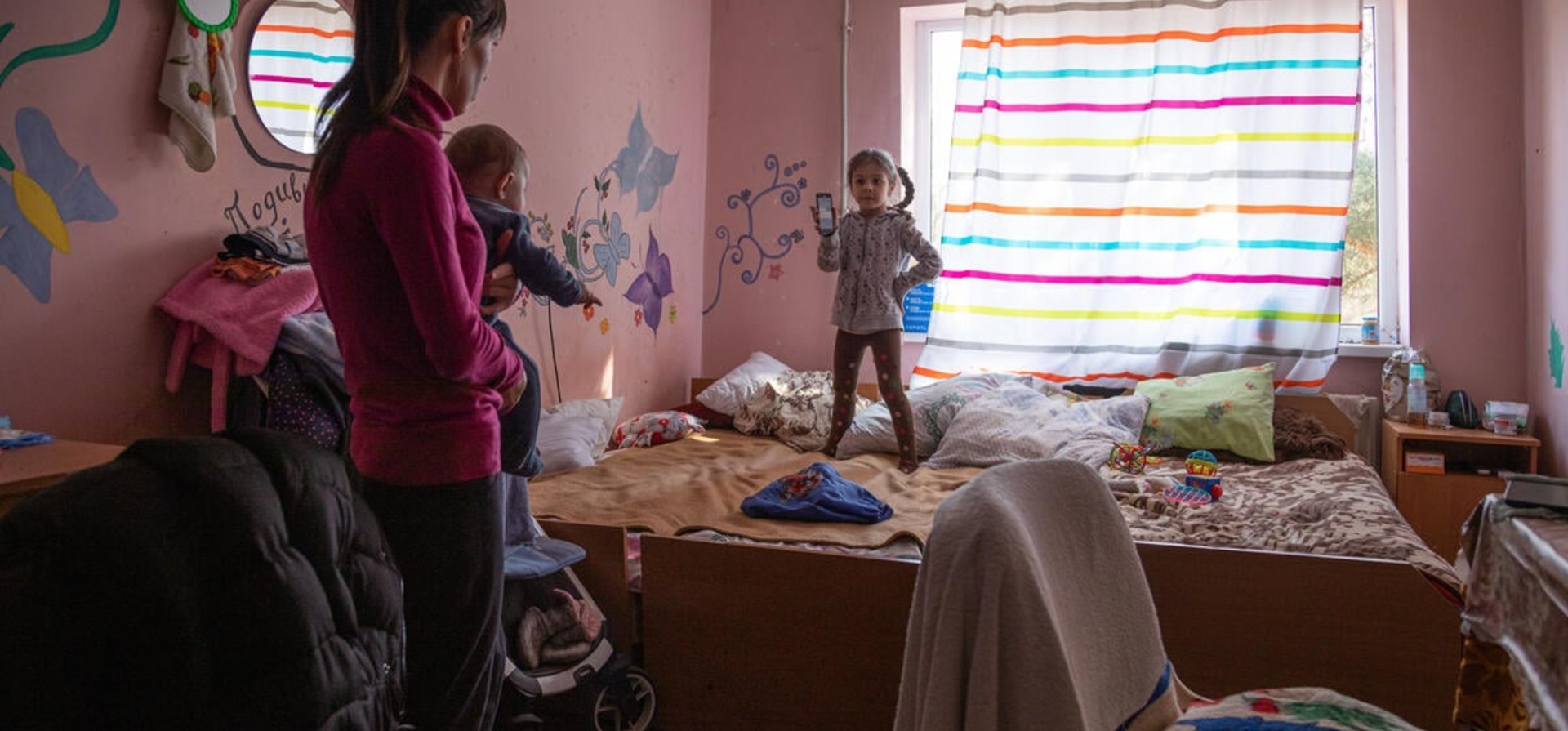 Ukraine. University dorm in western Ukraine offers escape for fleeing families