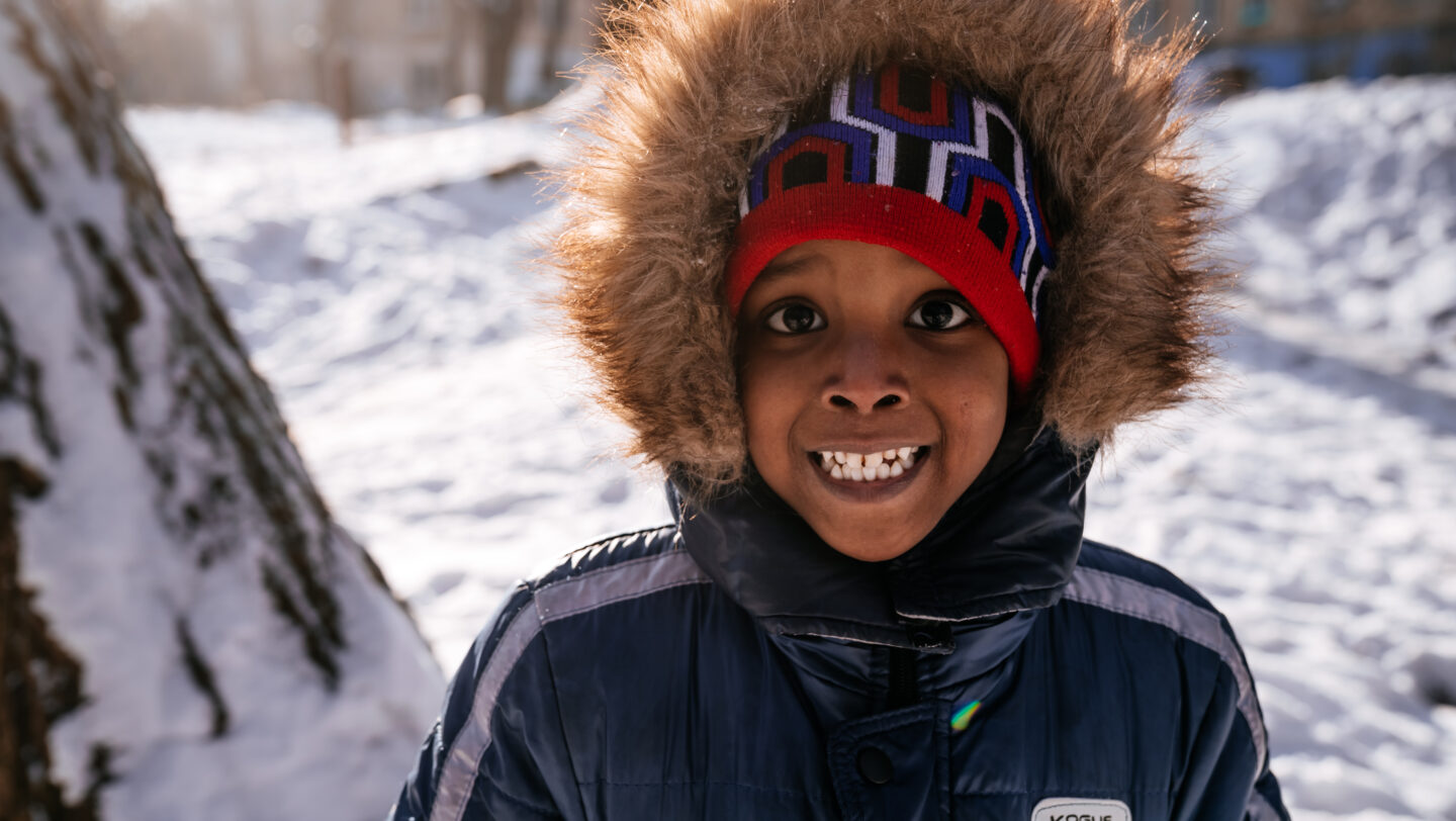 Ukraine. UNHCR winterization program helps 450 families survive freezing winter temperatures.