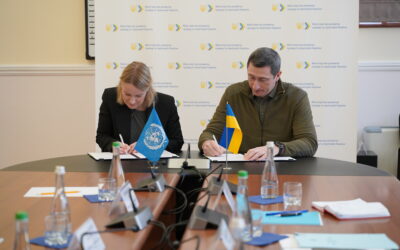 Minister for Communities and Territories Development of Ukraine and UNHCR Representative in Ukraine sign agreement to cooperate to help displaced families find sustainable and dignified housing solutions