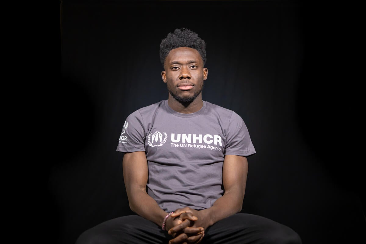 United States. Alphonso Davies in UNHCR t-shirt