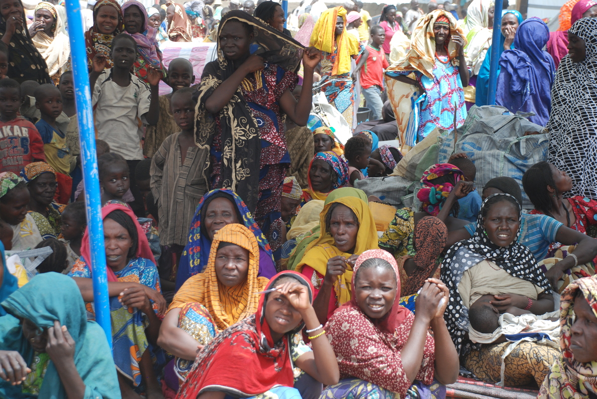 Nigerian refugees returning from Cameroon, waiting for registration in Banki IDP camp, Nigeria