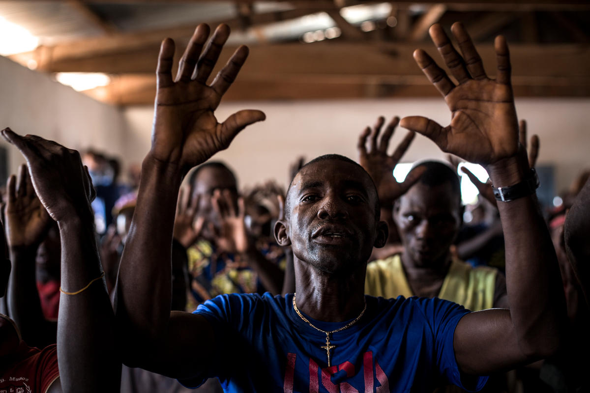 Democratic Republic of Congo.A Central African Refugee takes part in a choir class in the Inke Refugee Camp.