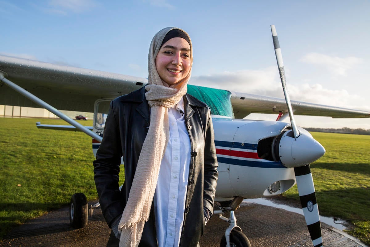 United Kingdom. Young Syrian refugee learns to fly